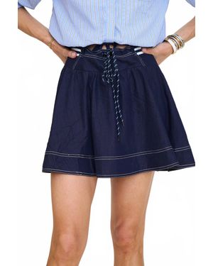 ..,merci High Waist Twill Mini Skort - Blue