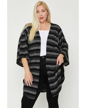 TRUEDAMES Multi-Color Striped Cardigan - Black