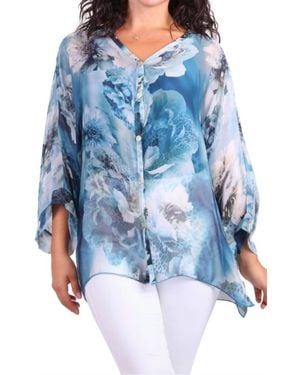 Gigi Moda Angelo Jungle Silk Blouse - Blue