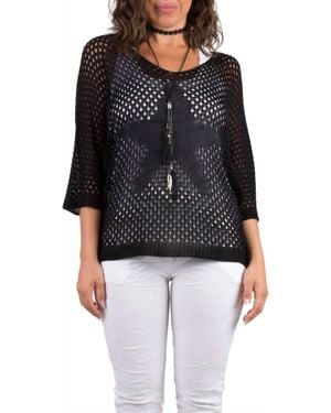 Gigi Moda Star Knit Mesh Sweater - Black