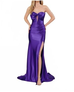 Nox Anabel Bow Slit Gown - Purple