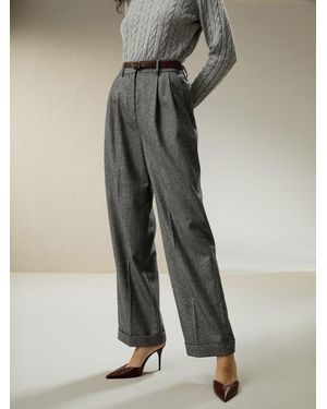 LILYSILK Wide Leg Wool-Flannel Suit Pants For - Multicolor