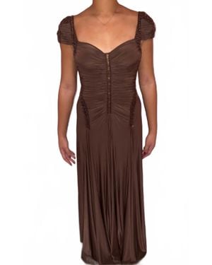 Mignon Beaded Jersey Gown - Brown