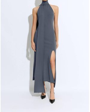 LAPOINTE Matte Viscose Halterneck Dress - Blue