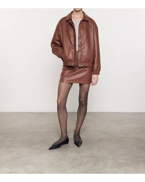 Enza Costa Leather Mini Skirt - Brown
