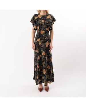 Ulla Johnson Mariam Silk Bias Cut Flutter Sleeve Dress - Black