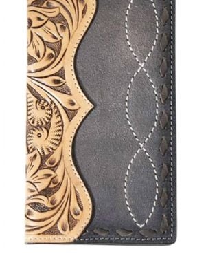 3D Belt Company Hand Tooled Rodeo Wallet - Gray