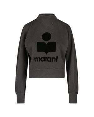 Isabel Marant Textured Logo Graphic Cropped Sweater - Black