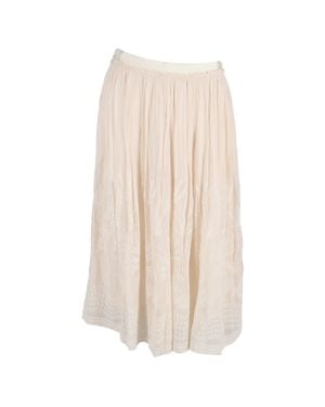 Vanessa Bruno Embroidered Midi Skirt - Natural