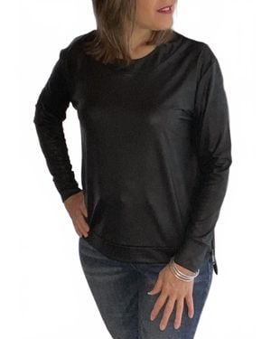 Ariella Zipper Detail Hi-Lo Top - Black