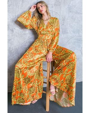 TRUEDAMES Blushing With Brilliance Satin Jumpsuit - Orange