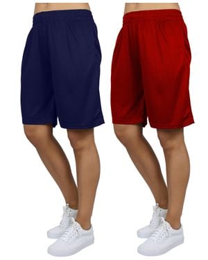 Jump Start Loose Fit Moisture Wicking Performance Mesh Shorts-2 Pack - Blue