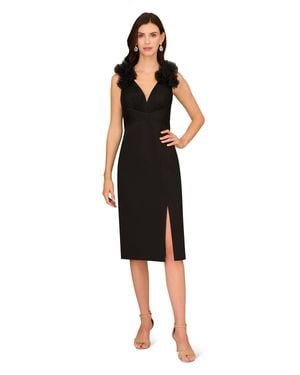 Aidan Mattox Combo Fabric Midi Dress - Black