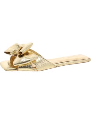 On 34th Jazminn Faux Leather Bow Slide Sandals - Metallic