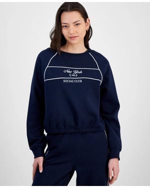 Hippie Rose Varsity Sweatshirt Fleece Long Sleeve Crewneck Pal2 - Blue