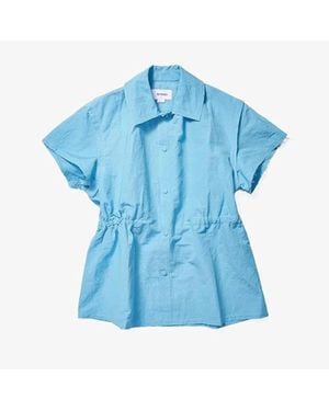 Sunnei Shirt Dress Cotton Elastic Waist Button Front Red06 - Blue