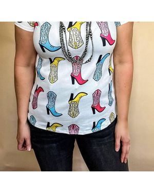 Nylon Apparel Cowgirl Boot Tee - Blue