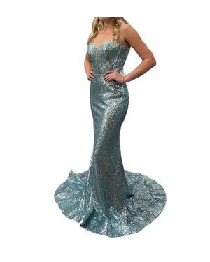 Sherri Hill V Neck Mermaid Dress - Green