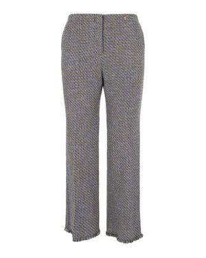Versace Cotton-Blend Tweed Bootcut Pants - Gray