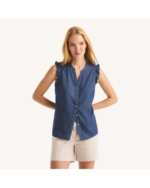 Nautica Chambray Denim Button-Up - Blue