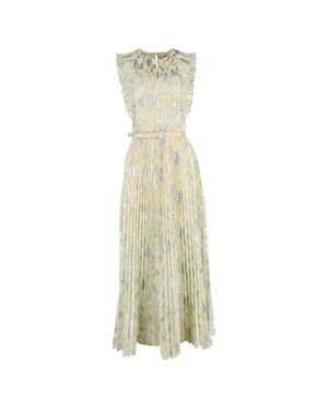 Self-Portrait Pleated Jacquard Maxi Dress - Metallic