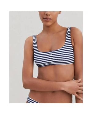 Solid & Striped Elle Ribbed Button Bikini Top - Blue