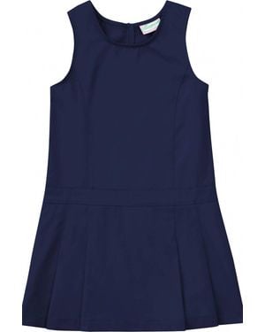 Classroom Uniforms Girl's Uniform Kick Pleat Printed Sweater Dress - Blue