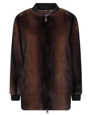 ERMANNO FIRENZE Plush Ribbed Faux-Fur Jacket - Brown