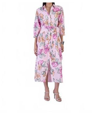 Beyond By Vera Brie Midi Dress - Pink