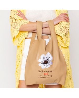 Fashnzfab Faux Leather Flower Message Printed Tote Bag - Metallic