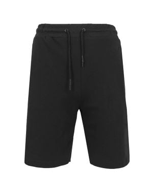 Blu Rock Tech Fleece Jogger Sweat Lounge Shorts With Long Zipper Side Pocket - Black