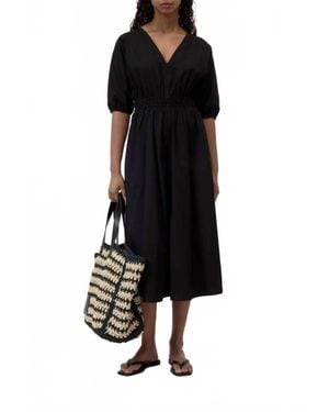 Closed V-Neck Dress - Black