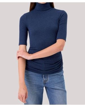 Goldie Half Sleeve Turtle With Ruched Top - Blue