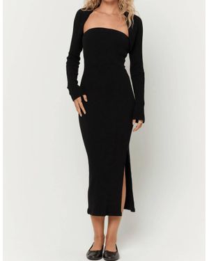 Project Social T Allora Strapless Rib Combo Dress - Black