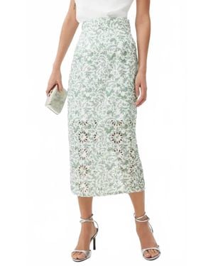 Love Eyelet Midi Skirt - Green