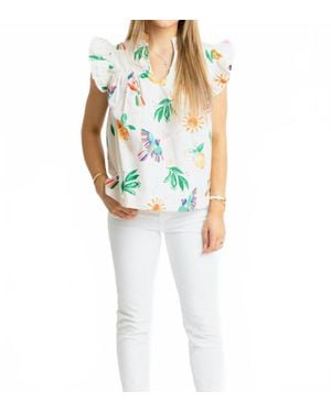 Karlie Toucan Fruit V-Neck Sleeveless Top - Blue