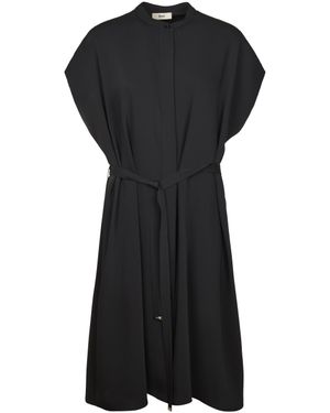 Herno Flowing Dress With Round Neckline - Black