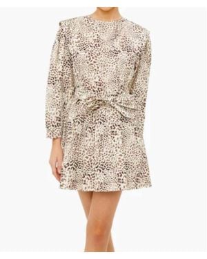Sea Calla Cheetah Long Sleeve Belted Tunic Dress - Natural