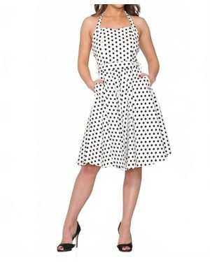 Orchid Bloom Polka Dot Halter Dress - White