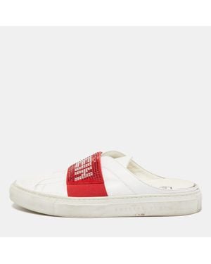Philipp Plein Phillip Plein/ Leather Crystal Embellished Logo Sneaker Mules - Red