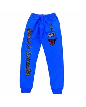 ROKU STUDIO Rhinestone Stoned Sweatpants - Blue
