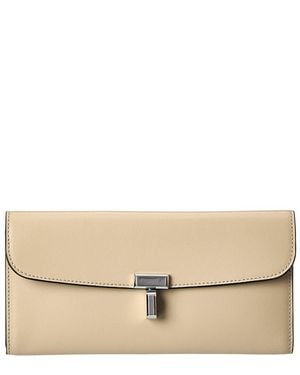 TOTEME T-Lock Fold-Over Leather Continental Wallet - Natural