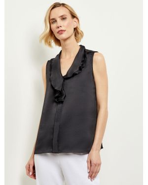 Misook Waterfall Ruffle Crepe De Chine Blouse - Blue