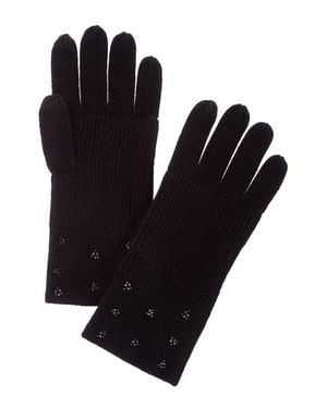 Forte Cashmere Crystal Cuff Cashmere Gloves - Black