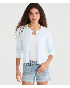 Aéropostale Scalloped Crew Cardigan - White