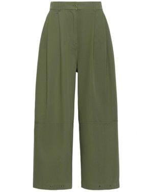 Weekend High-Waisted Cropped Pants With Front Pleats And Relaxed Fit - Green