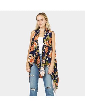 TRUEDAMES Flower Printed Vest - Blue
