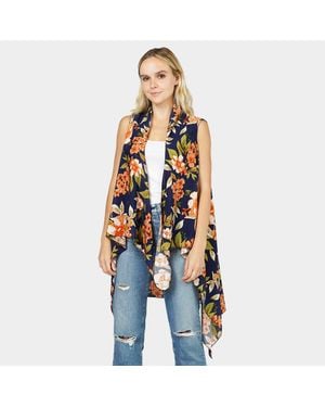 TRUEDAMES Flower Printed Vest - Blue
