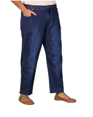 On The Plus Side Plus Size Premium Wide Leg Five Pocket Denim Jeans - Blue