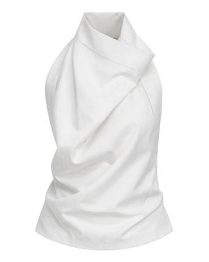 Carven Backless Silk Top With Draped Neckline - White